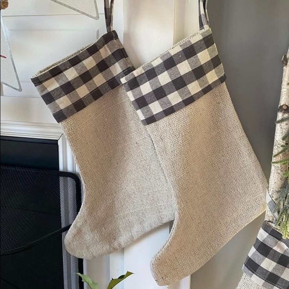 Gingham Christmas stocking set of 2